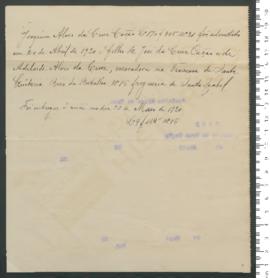 Processo de entrega de Joaquim Alves da Cruz Cação, criança exposta, matriculada n.º 31 de 1920