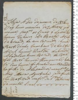 Sinal de Joaquim, criança exposta n.º 12 de 1806