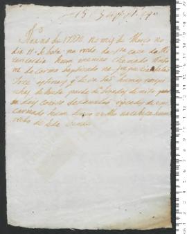 Sinal de António do Carmo, criança exposta n.º 290 de 1790