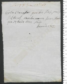 Sinal de Ana Maria, criança exposta n.º 261 de 1790