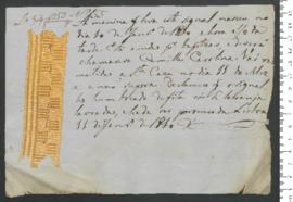 Sinal de Camila Carolina, criança exposta n.º 55 de 1810