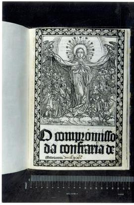 [Pormenor da folha de rosto da edição impressa do Compromisso da Confraria da Misericórdia em 1516]