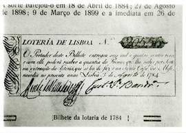 [Plano de pormenor de uma cópia de um bilhete de lotaria de 3 de Agosto de 1784]