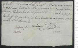 Sinal de Domingos de Santa Ana, criança exposta n.º 9 de 1792