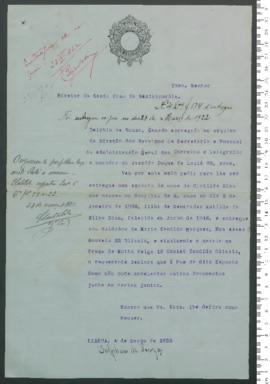 Processo de entrega de Clotilde Dias, criança desamparada, matriculada n.º 22 de 1908