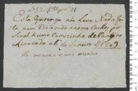 Sinal de [Carlota], criança exposta n.º 31 de 1809