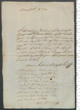 Sinal de Maria, criança exposta n.º 27 de 1815