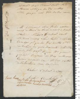 Sinal de José Pedro, criança exposta n.º 39 de 1809