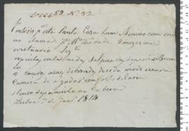 Sinal de José Maria, criança exposta n.º 32 de 1815