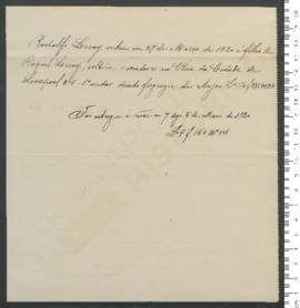 Processo de entrega de Rodolfo Leray, criança exposta, matriculada n.º 26 de 1920
