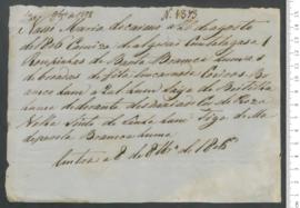 Sinal de Maria do Carmo, criança exposta n.º 1373 de 1806