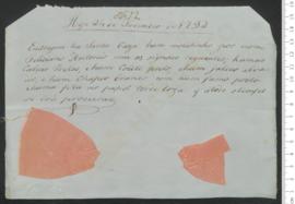 Sinal de Feliciano António, criança exposta n.º 12 de 1792