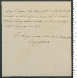 Processo de entrega de Manuel Tomás da Silva, criança exposta n.º 11 de 1918