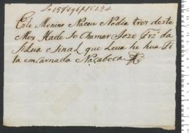 Sinal de José Fernandes da Silva, criança exposta n.º 254 de 1790