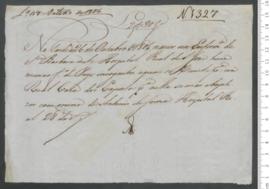 Sinal de António de Sousa, criança exposta n.º 1327 de 1806