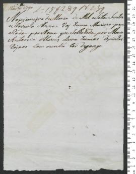 Sinal de Maria Antónia Alves, criança exposta n.º 239 de 1790