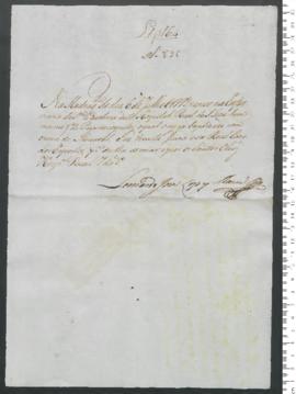 Sinal de Manuel, criança exposta n.º 836 de 1798