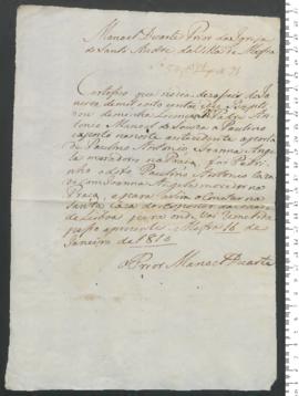 Sinal de Paulino, criança exposta n.º 91 de 1810