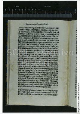 [Pormenor do fólio n.º 12 verso da edição impressa do Compromisso da Confraria da Misericórdia em...