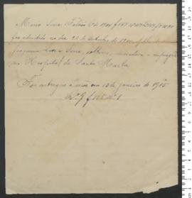 Processo de entrega de Mário Serra Falcão, criança exposta n.º 117 de 1914