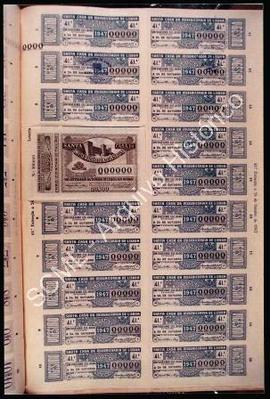 [Plano de uma página do livro de bilhetes de lotaria de Outubro de 1947]
